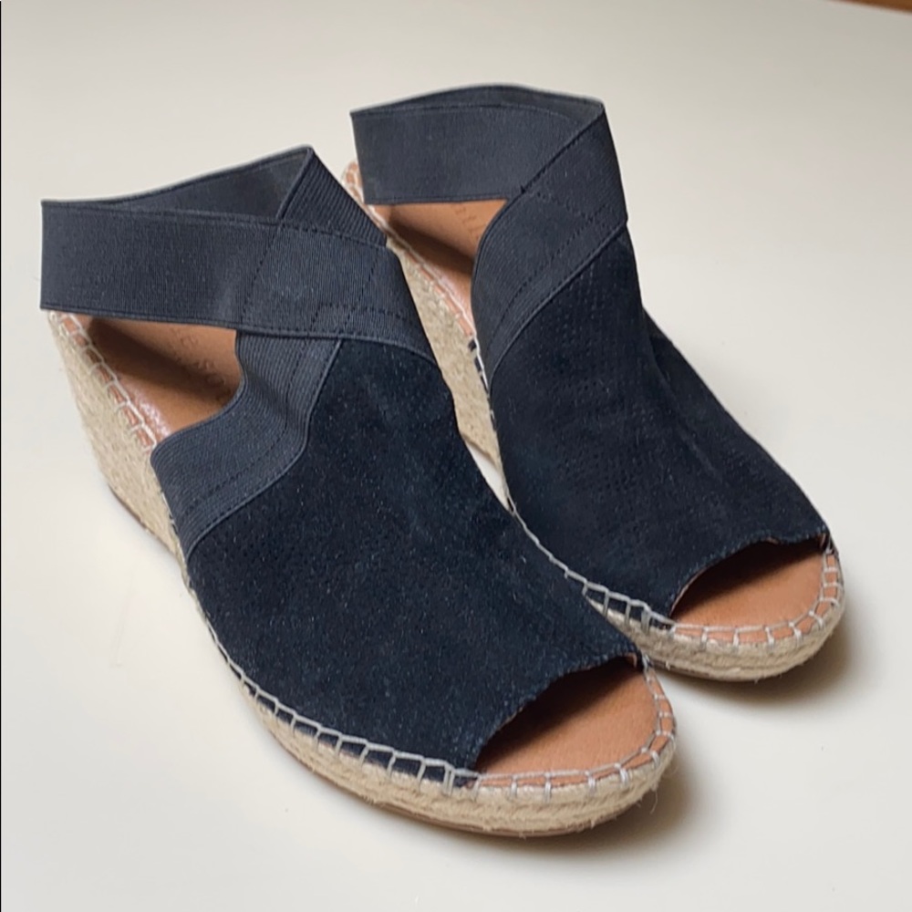 Gentle Souls Black Suede Wedges